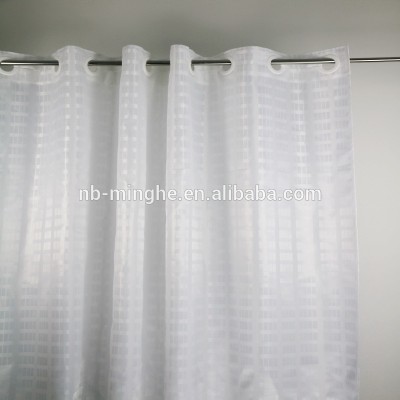 white jacquard hookless shower curtain