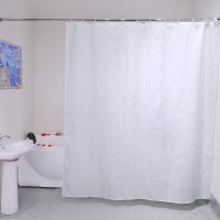 Hotel White Polyester Jacquard Shower Curtain